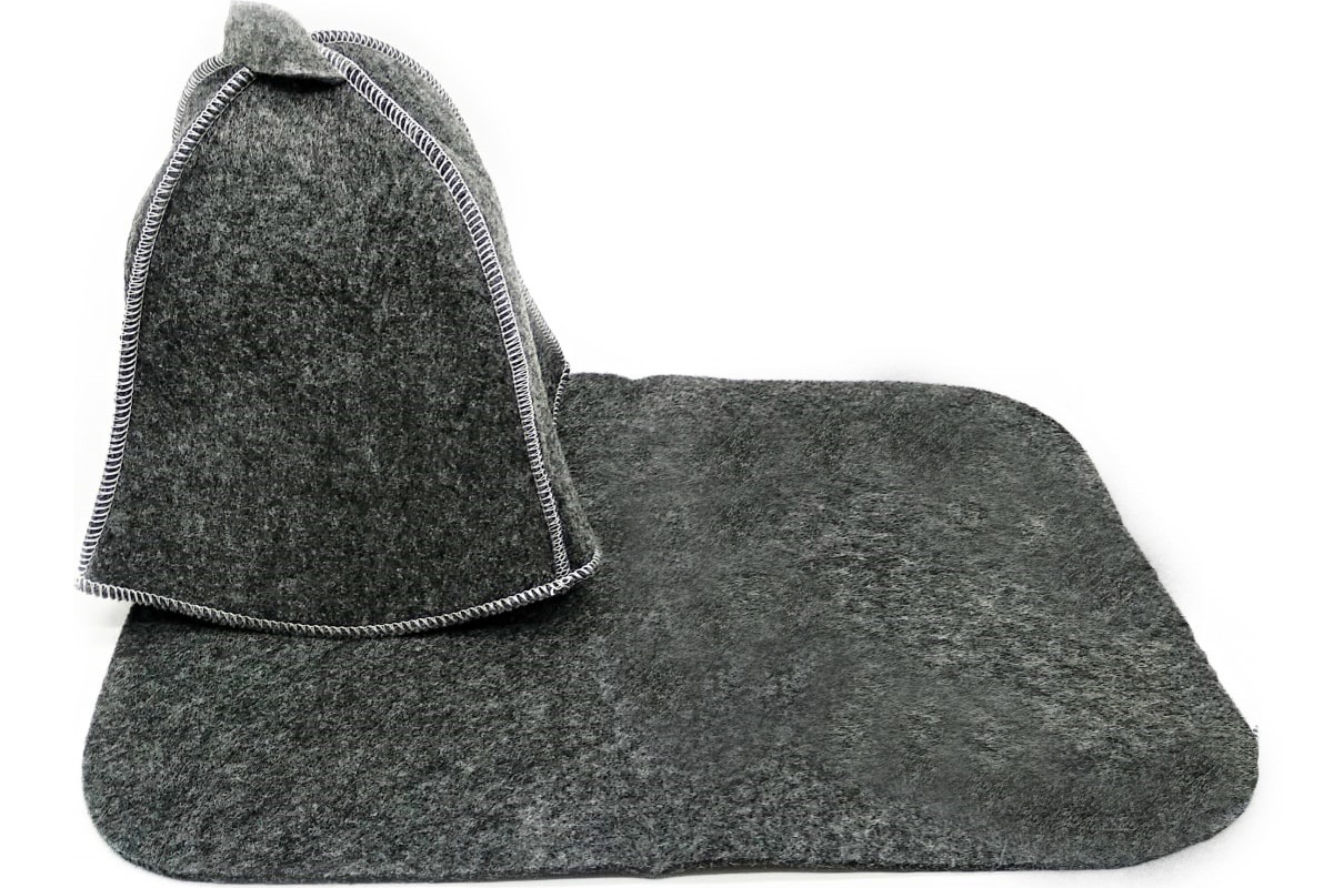 Набор для бани из 2-х пр. Шапка, коврик "Classic gray" TM ”Бацькина баня"/15