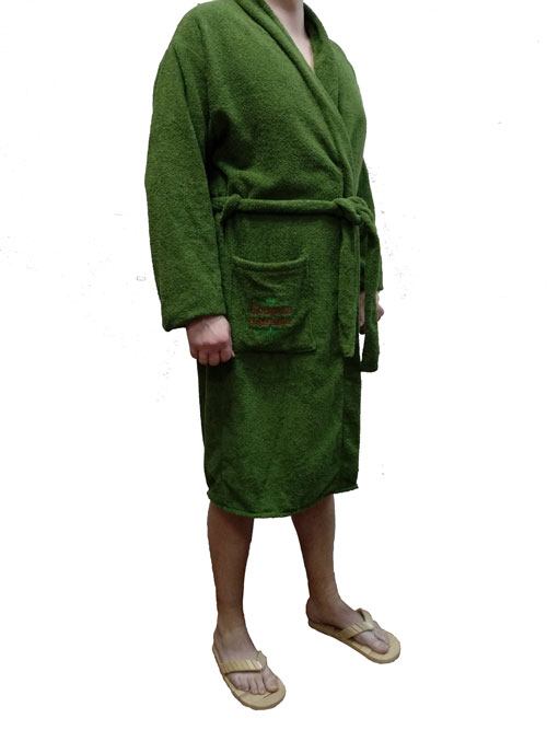 Халат (50-54) из махровой ткани с карманом и вышивкой ТМ "Бацькина баня"(цвета в ассортименте)/5