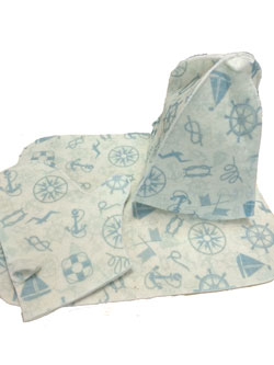 Набор для бани из 3-х пр. печать "Морская атрибутика" Шапка, коврик, рукавичка. TM”Бацькина баня СЛ