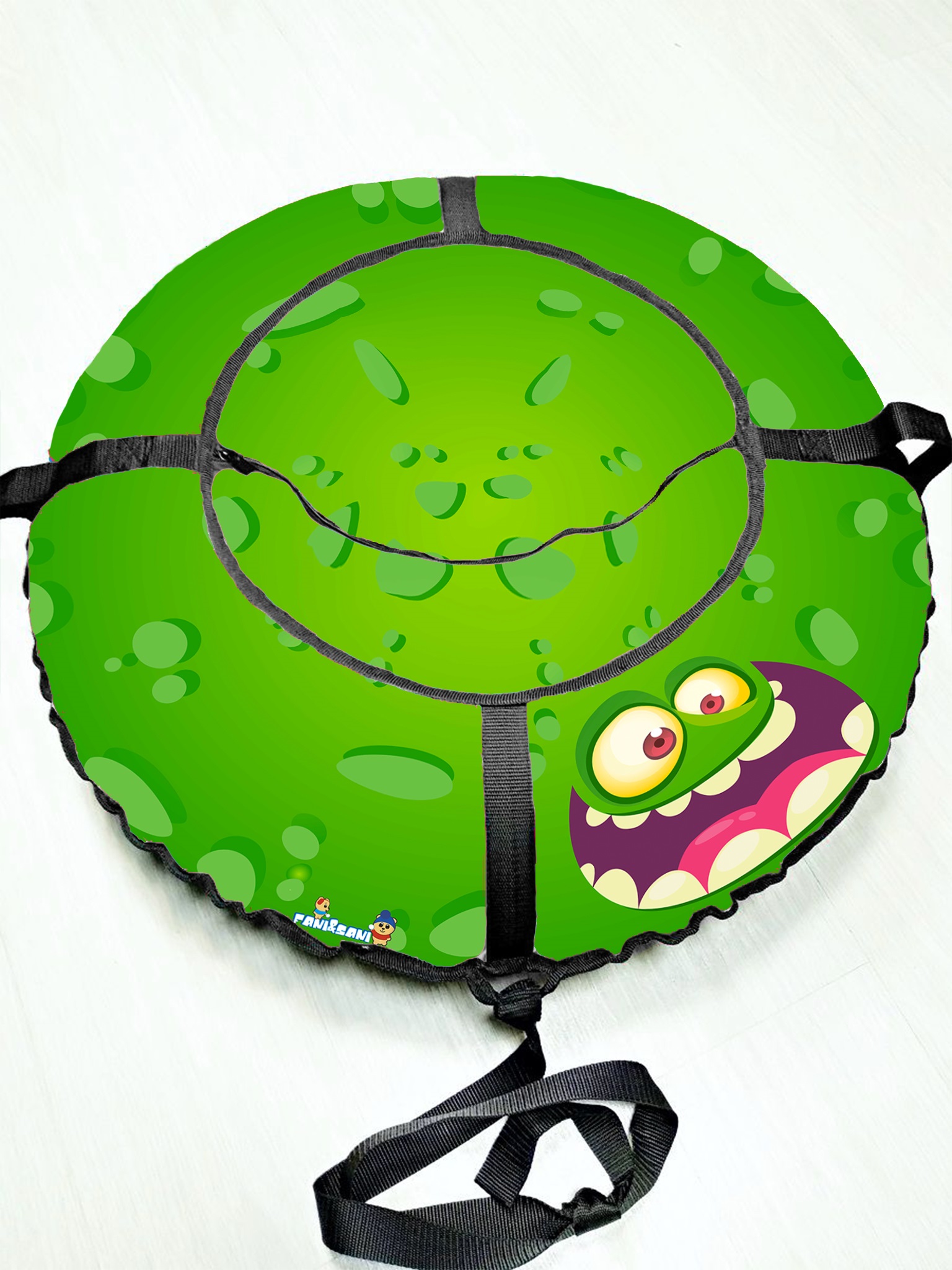 Санки-ватрушка "Зеленый монстрик PROFFI" диаметр 80 см "Fani Sani"/10 - изображение 1