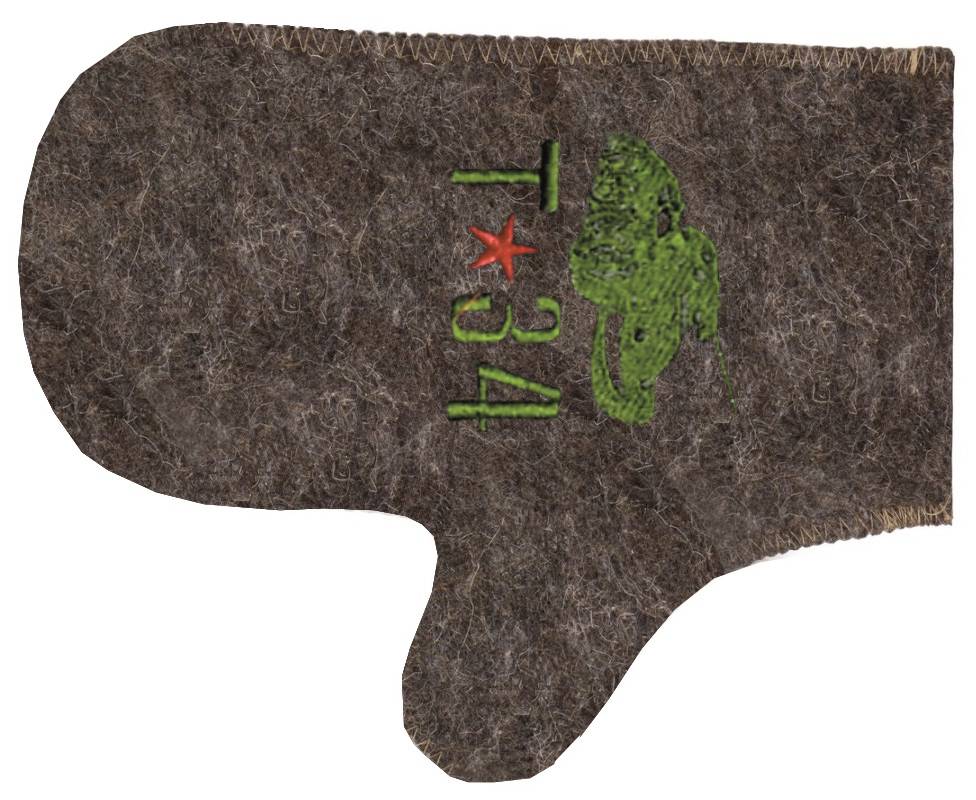 Рукавичка для бани из серого войлока "Т-34" TM ”Бацькина баня"/25 - изображение 1