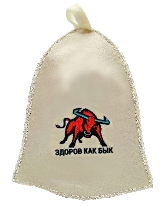 Шапка для бани "ЗДОРОВ КАК БЫК" TM ”Бацькина баня"/25
