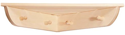 Полка-вешалка 4-х рожковая 58x11x29см угловая, липа,ТМ "Бацькина баня" - изображение 1