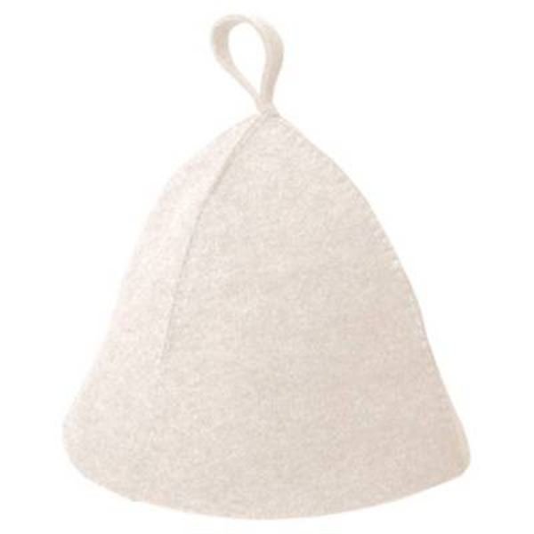 Шапка для бани из белого войлока "Дубовый веник" - изображение 4