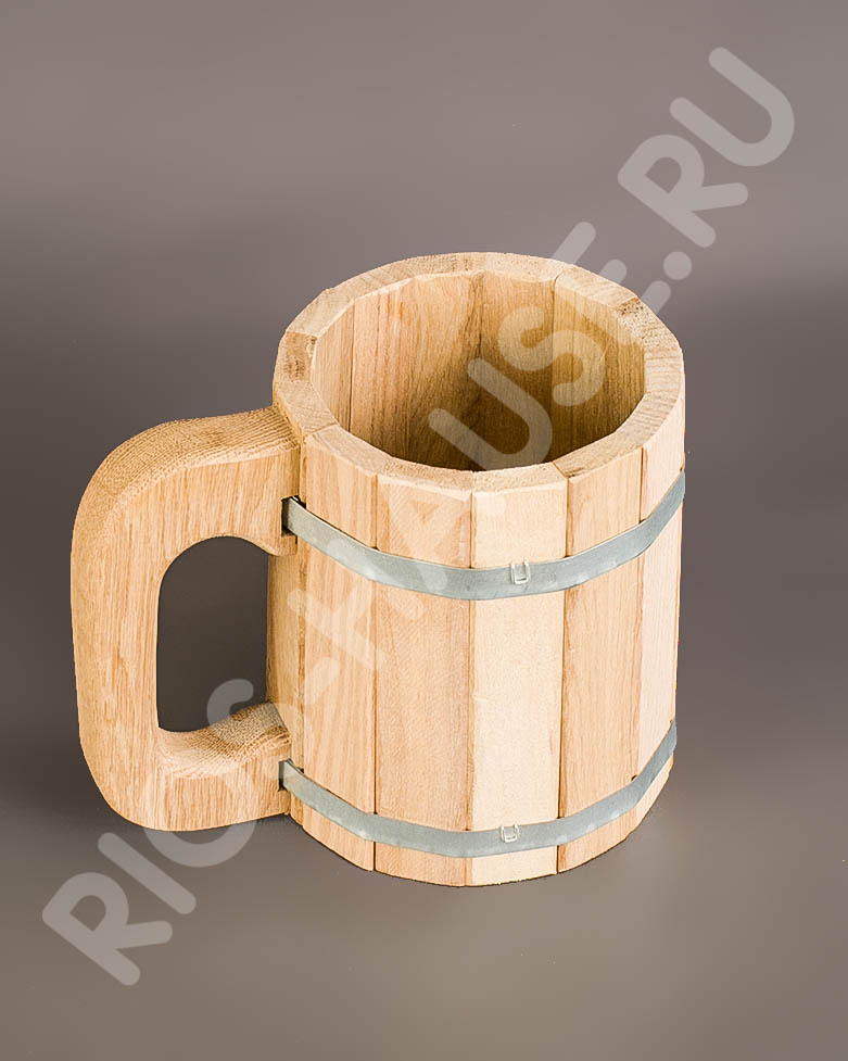 Кружка бондарная 0,6 л, дубовая ТМ "Бацькина баня"/5 - изображение 1