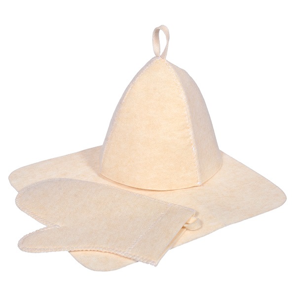 Набор для бани из 3-х пр. махровых Шапка, коврик, рукавица TM ”Бацькина баня"/10