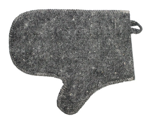 Рукавичка для бани из серого войлока "Дубовый веник" - изображение 2