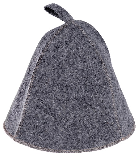 Шапка для бани из серого войлока "Дубовый веник" - изображение 2