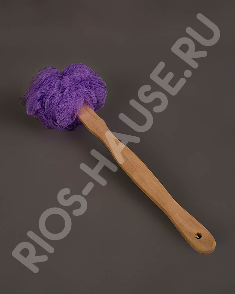 Мочалка из нейлона на деревянной ручке, длина ручки 35 см - изображение 1