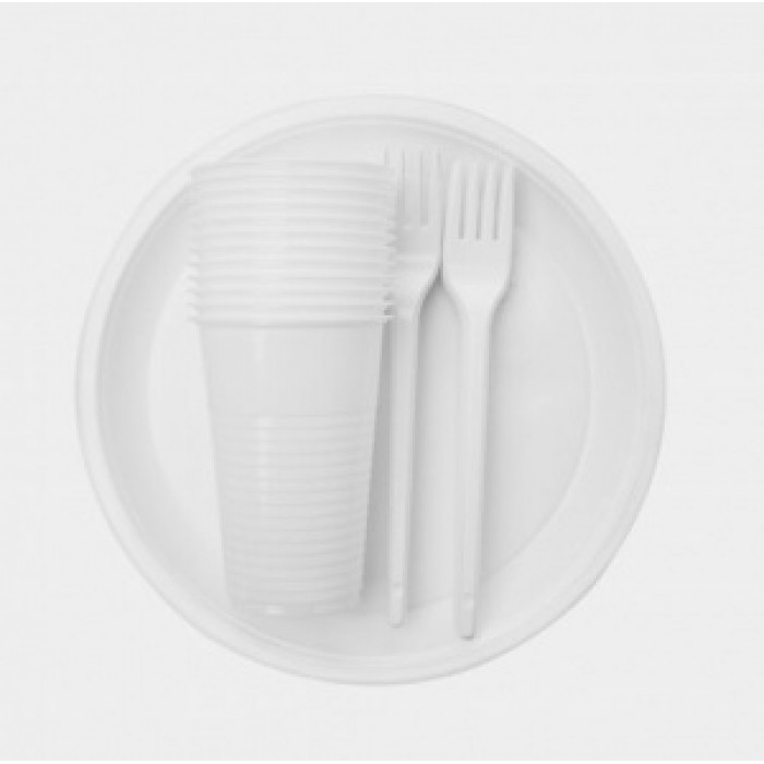 Набор Пикник (на 6 персон). Состав:Тарелка белая d205, стакан белый 200мл, вилка столовая/40 - изображение 1