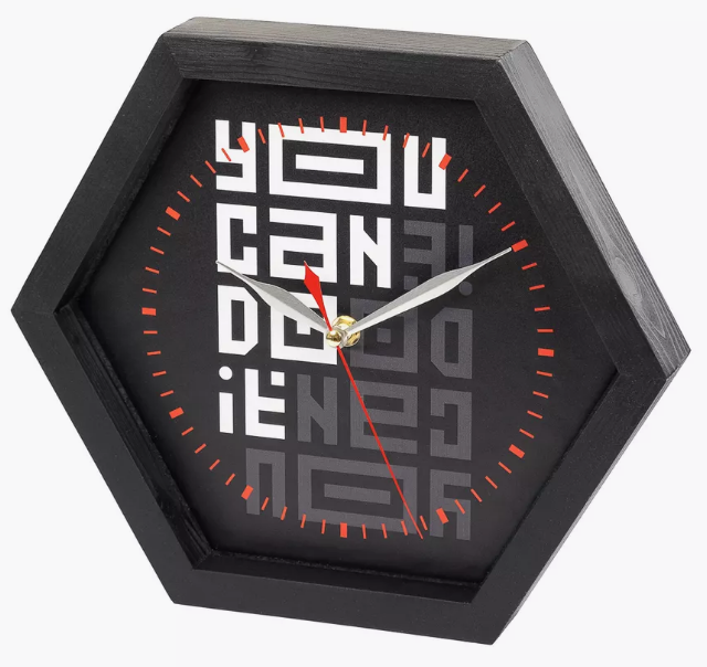 Настенная композиция с часами FotoPrint, "You can do", Сота 300х260х50 мм, КРАСКА, цвет: "Черный"