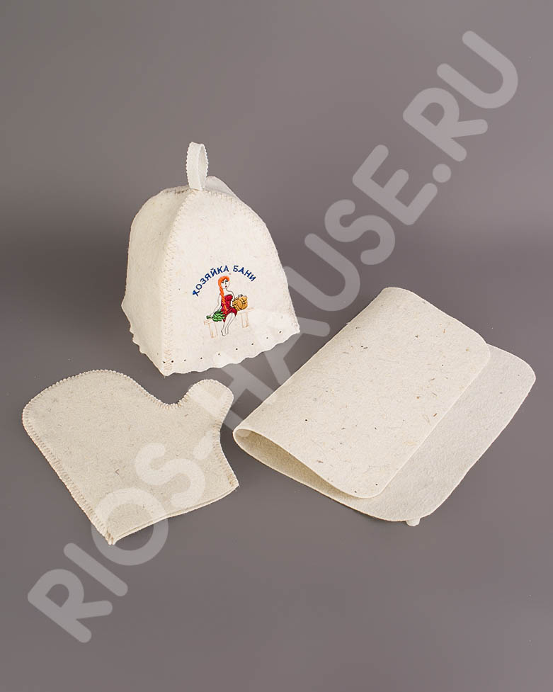 Набор для бани из 3-х пр. "Акватория" Шапка, коврик, рукавичка/10 - изображение 1