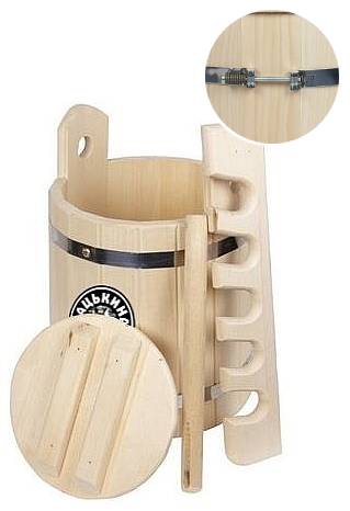 Кадка с креплением против рассыхания с гнетом, 10л, липа,ТМ  Бацькина баня"