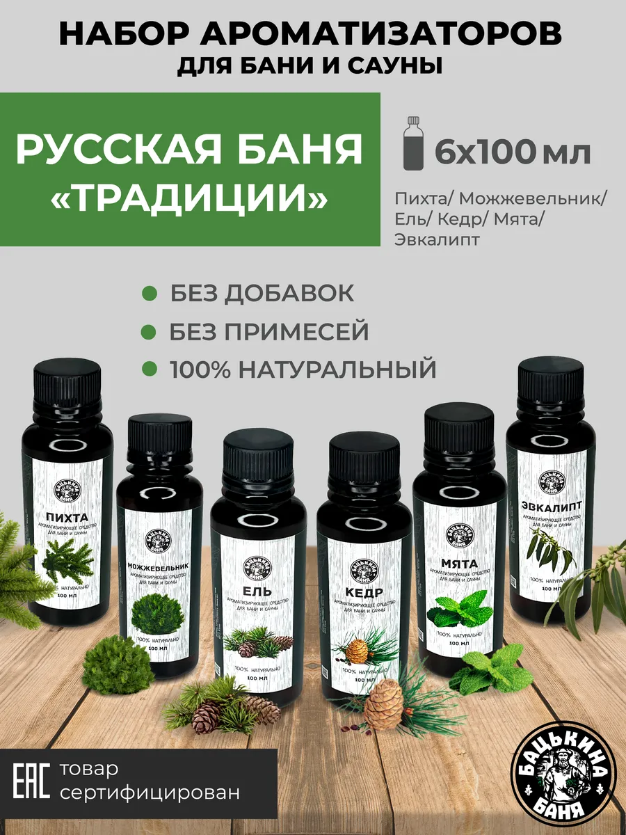 Набор Ароматизаторов 100 мл Русские традиции 6 шт 17003/17005/17008/17009/17010/17011 ТМ Бацькина - изображение 1