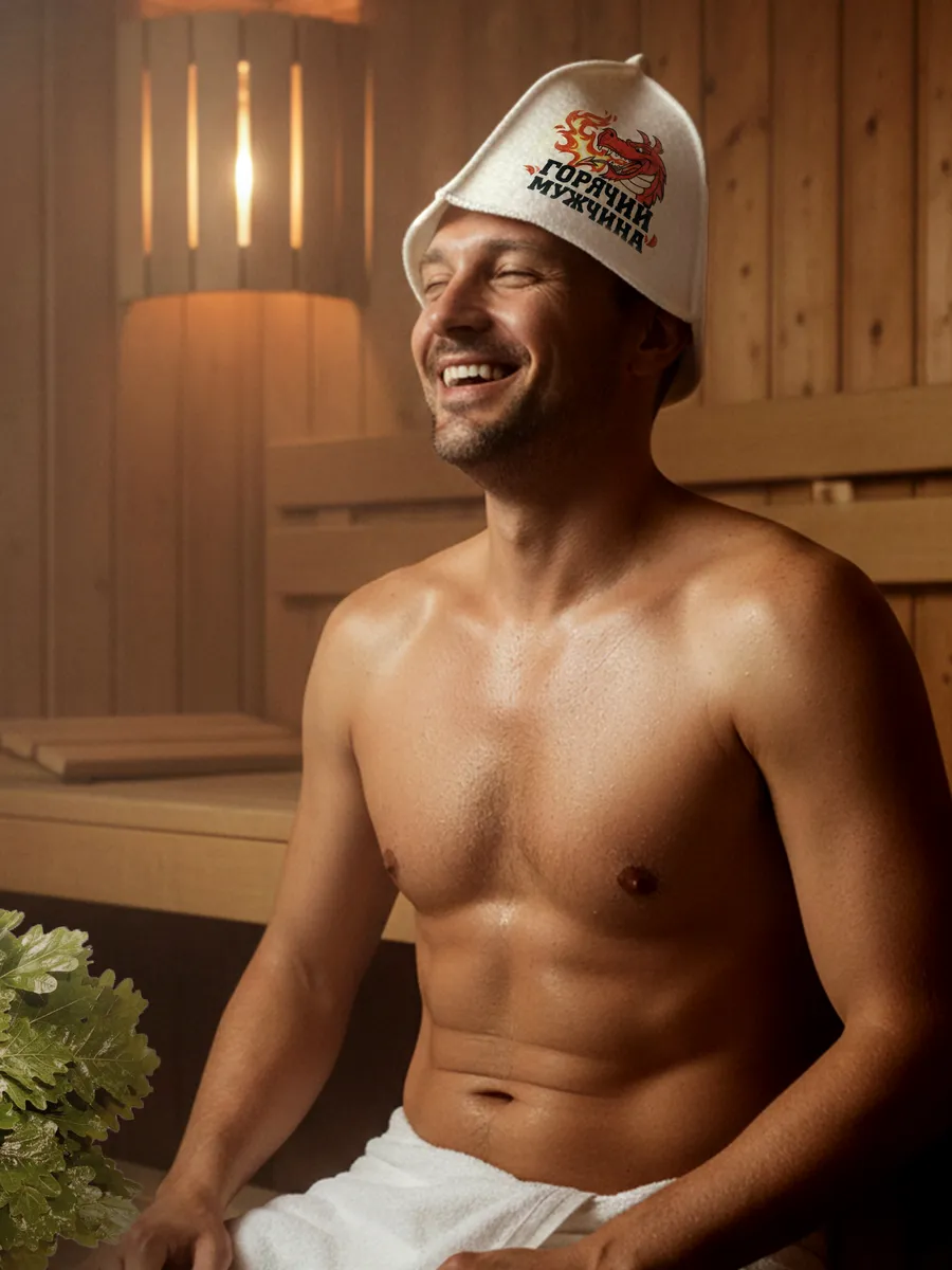 Шапка для бани принт "Горячий мужчина", (принт_2) TM ”Бацькина баня"/25 - изображение 6
