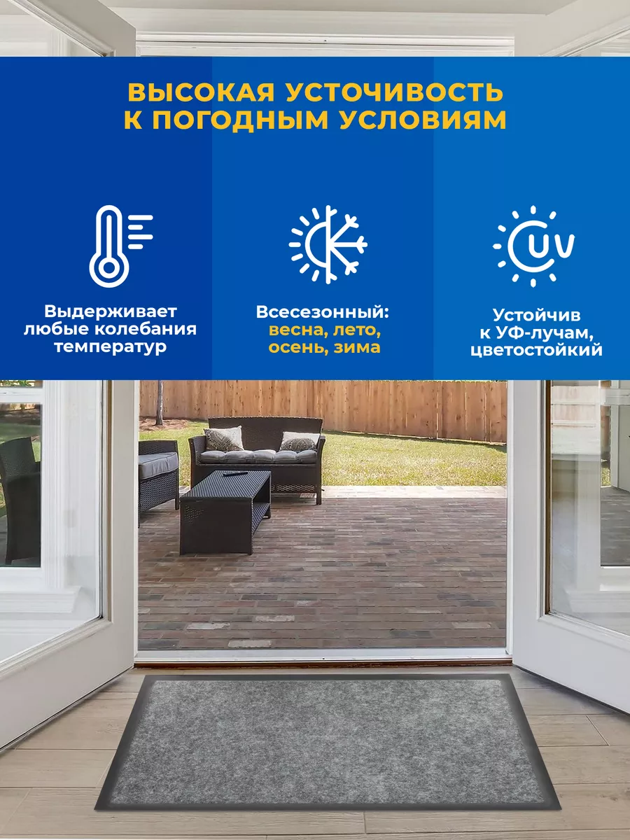 Коврик влаговпитывающий 50х80см Tuff Lux ПВХ серый Blabar/10 - изображение 5