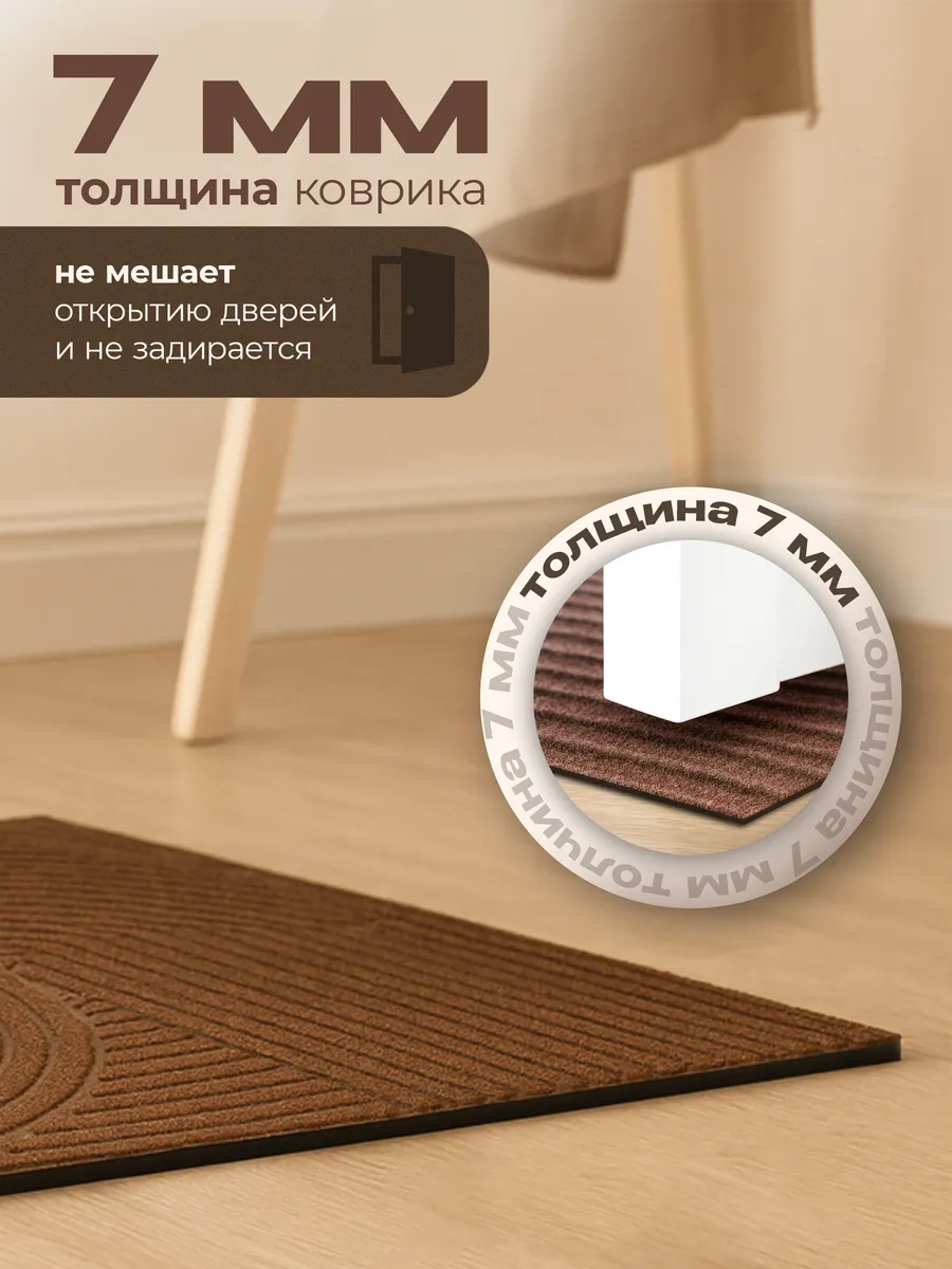 Коврик влаговпитывающий 60х90см Dzen ПП на резине коричневый Blabar/10 - изображение 3