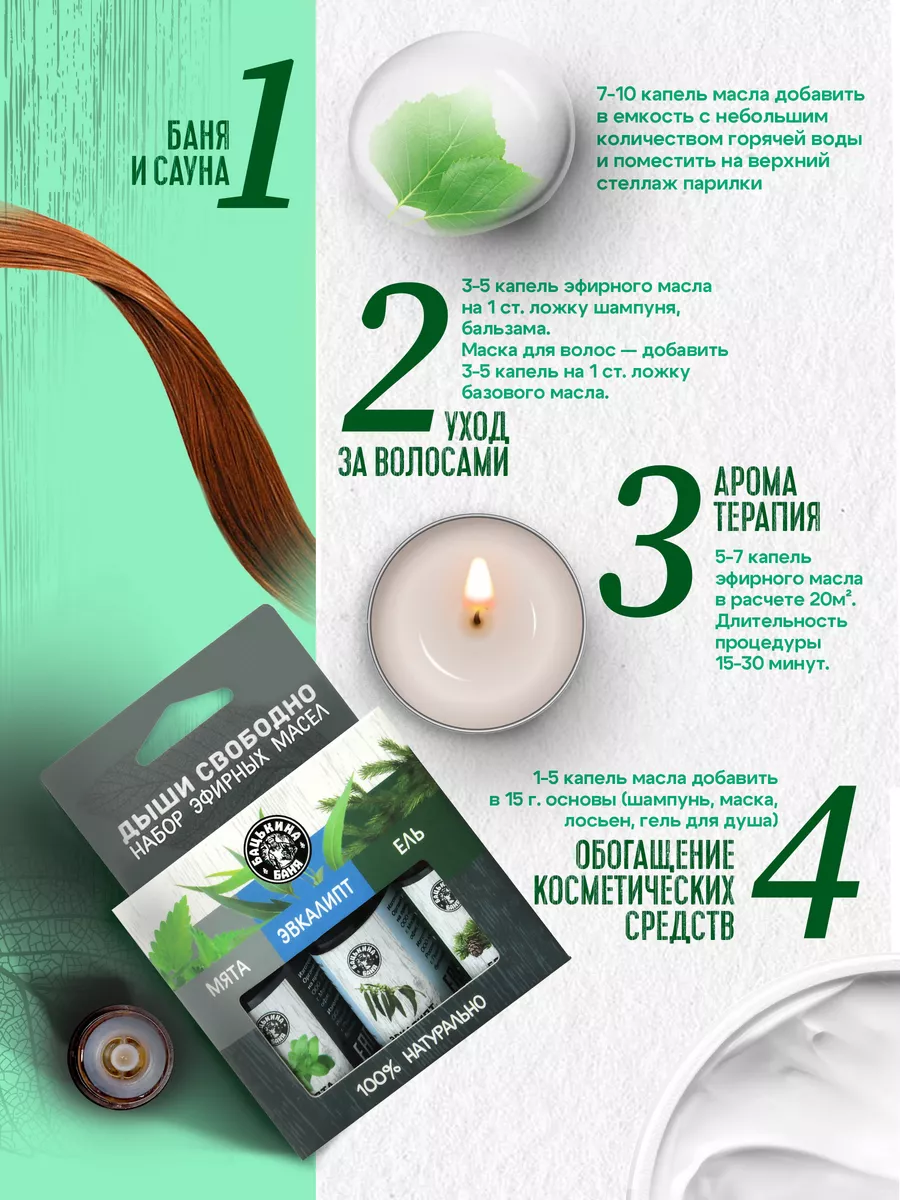 Набор эфирных масел "Дыши свободно"(Мята, Эвкалипта, Ель) ТМ "Бацькина баня"/16 - изображение 7