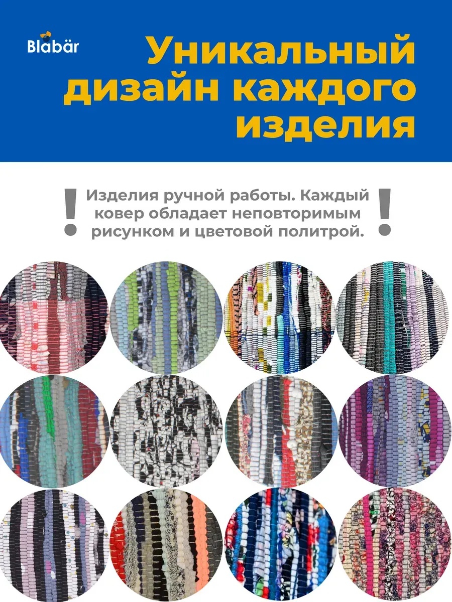 Коврик тканный 120х180см Tratti хлопковый цветной Blabar/10 - изображение 2