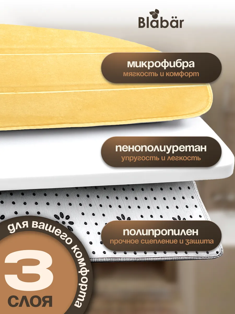 Коврики для ванной комнаты (комплект 2 шт, 50х80 и 40х50) Rander из микрофибры бежевый Blabar/50 - изображение 3