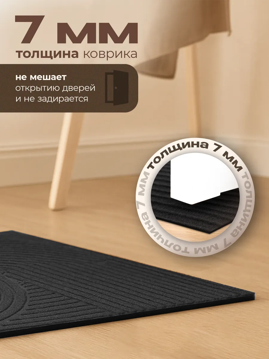 Коврик влаговпитывающий 60х90см Dzen ПП на резине чёрный Blabar/10 - изображение 3