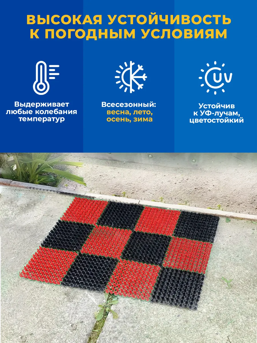 Коврик щетинистый грязесборный 41х54см Gras ПВХ черно-красный Blabar/10 - изображение 5