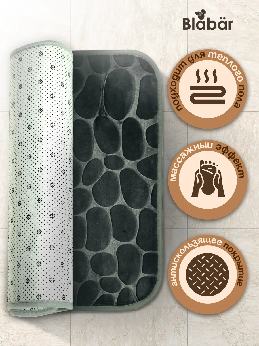 Коврики для ванной комнаты (комплект 2 шт, 50х80 и 40х50) Stenar из микрофибры черный Blabar/50 - изображение 4