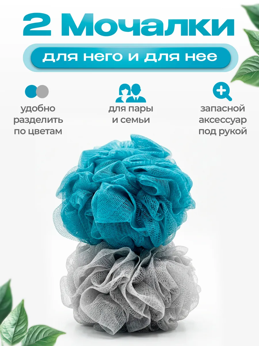 Мочалка для тела шар 12см 2 шт ТМ "Бацькина баня" - изображение 3