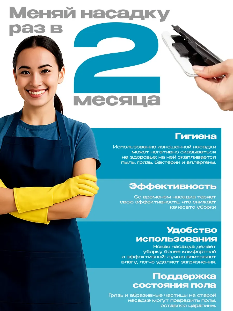 Насадки на швабру 12х32см 4 шт Blabar/50 - изображение 7