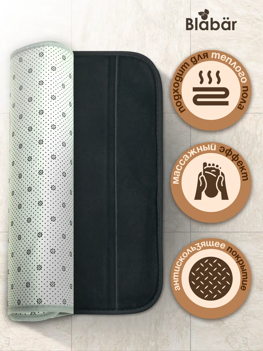 Коврики для ванной комнаты (комплект 2 шт, 50х80 и 40х50) Rander из микрофибры черный Blabar/50 - изображение 4