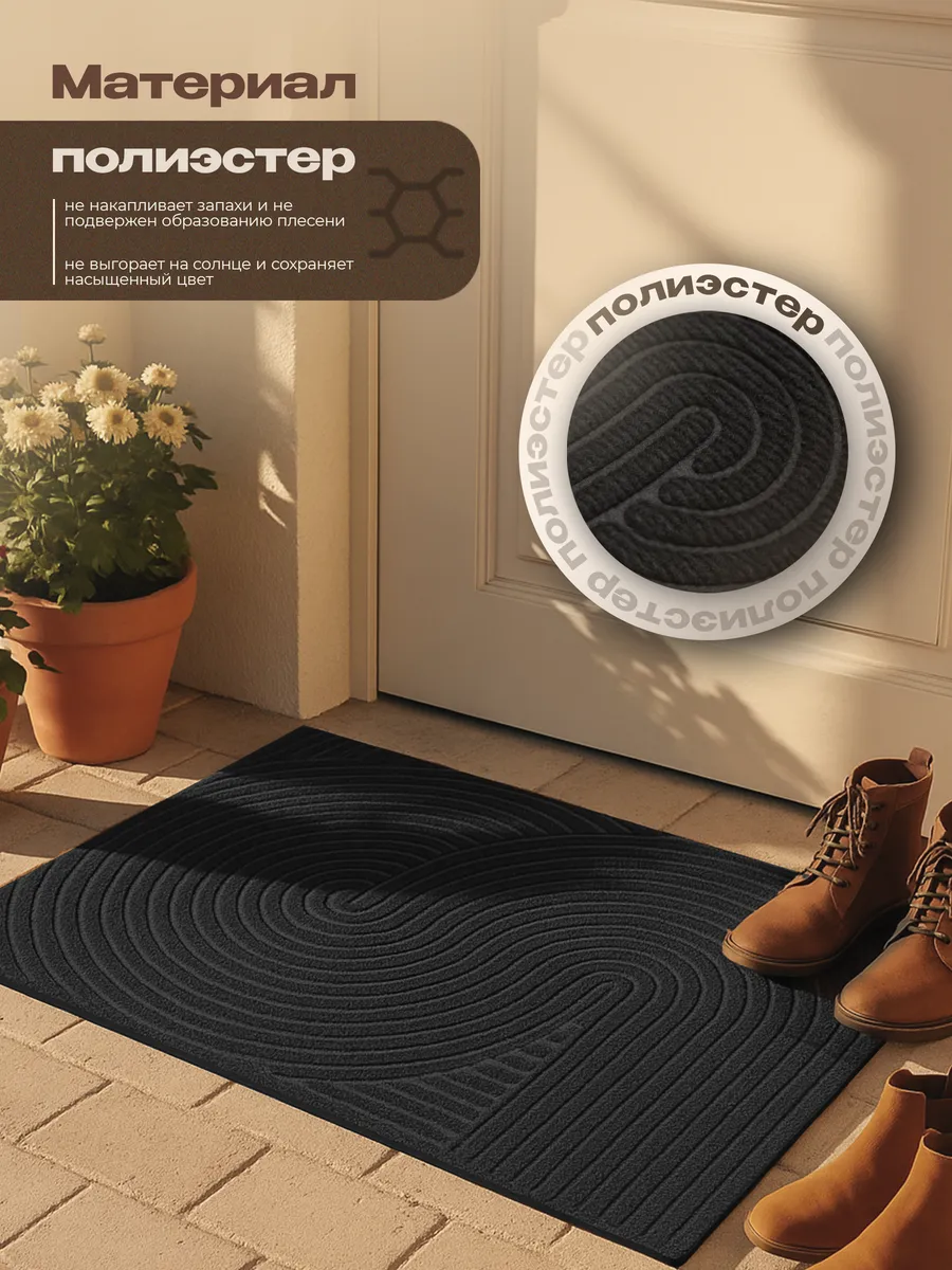 Коврик влаговпитывающий 45х75см Dzen ПП на резине чёрный Blabar/10 - изображение 4