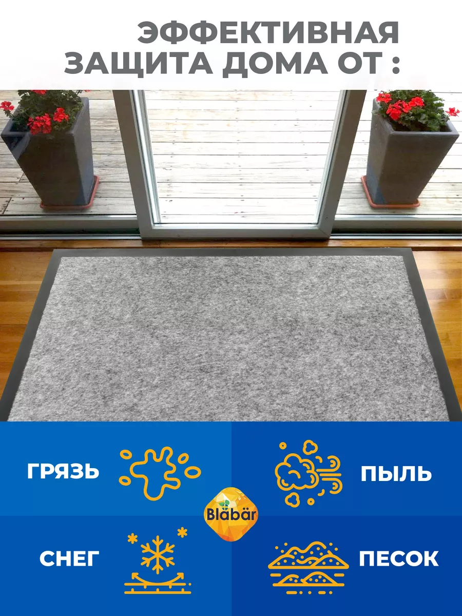 Коврик влаговпитывающий 80х120см Tuff ПВХ серый Blabar/5 - изображение 7