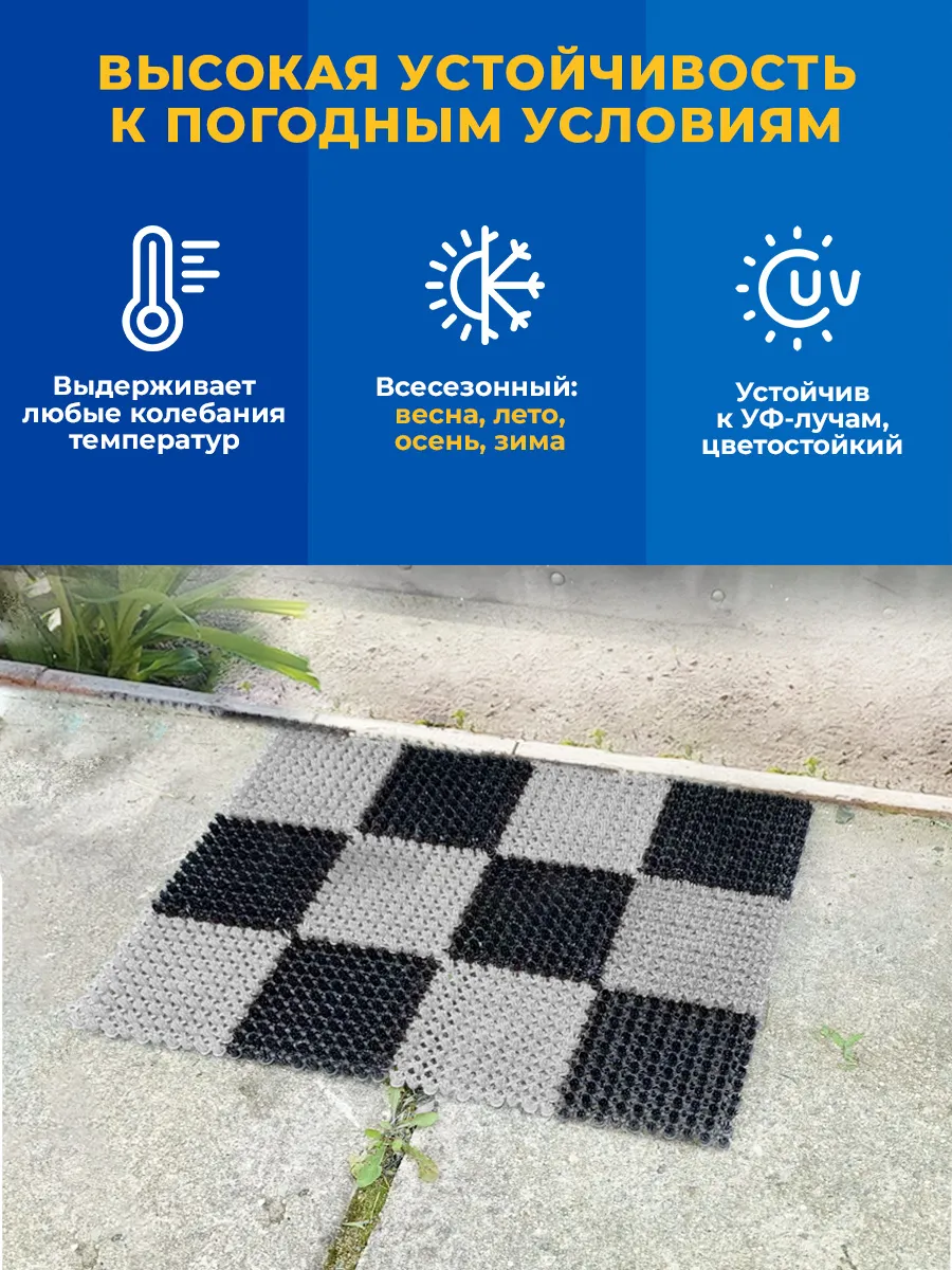 Коврик щетинистый грязесборный 41х54см Gras ПВХ черно-серый Blabar/10 - изображение 6