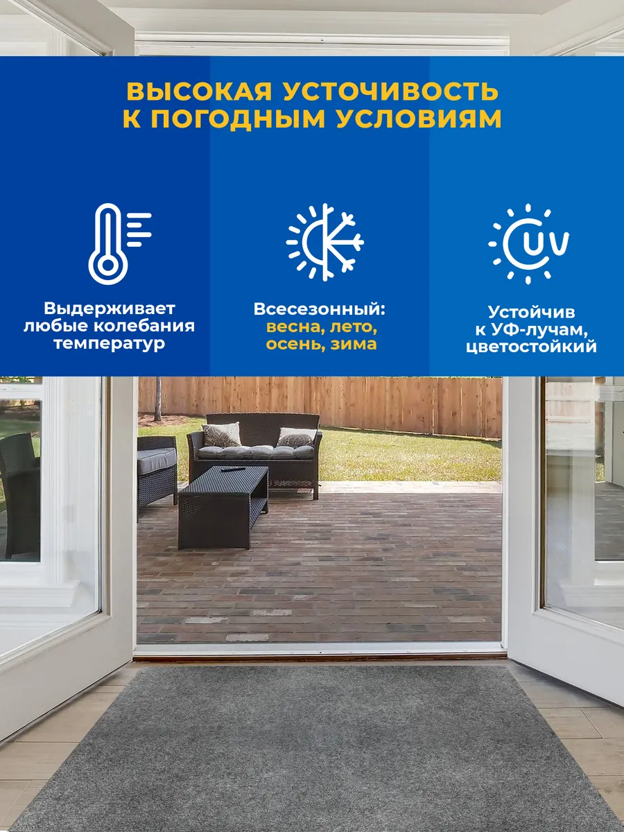 Коврик влаговпитывающий 80х120см Tuff ПВХ серый без канта Blabar/5 - изображение 7