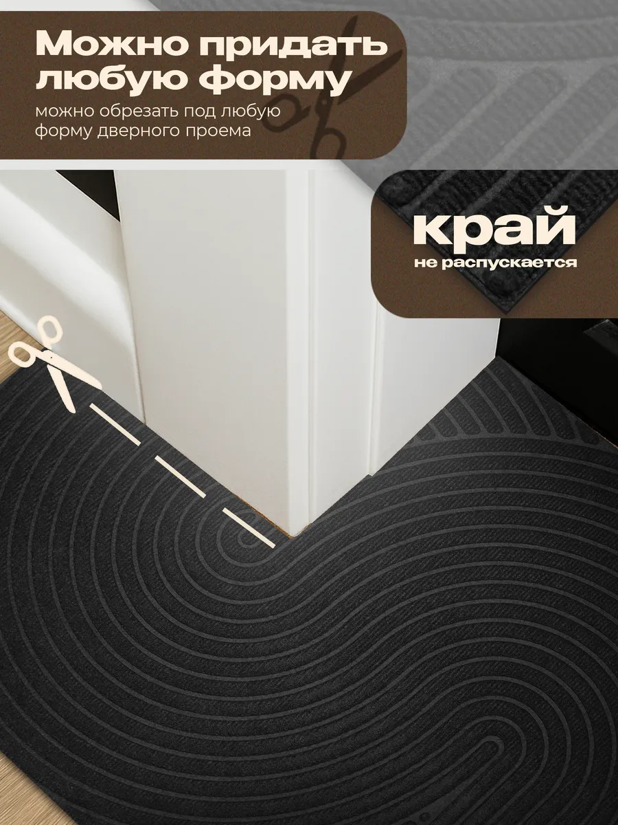 Коврик влаговпитывающий 60х90см Dzen ПП на резине чёрный Blabar/10 - изображение 6