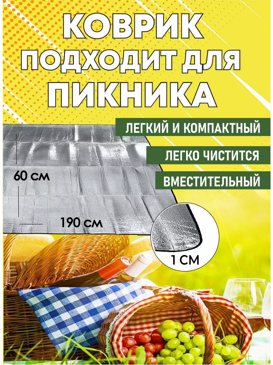 Коврик туристический COLOR с алюм. фольгой 190х120х0,3 см.(в ассорт.)/10 - изображение 2