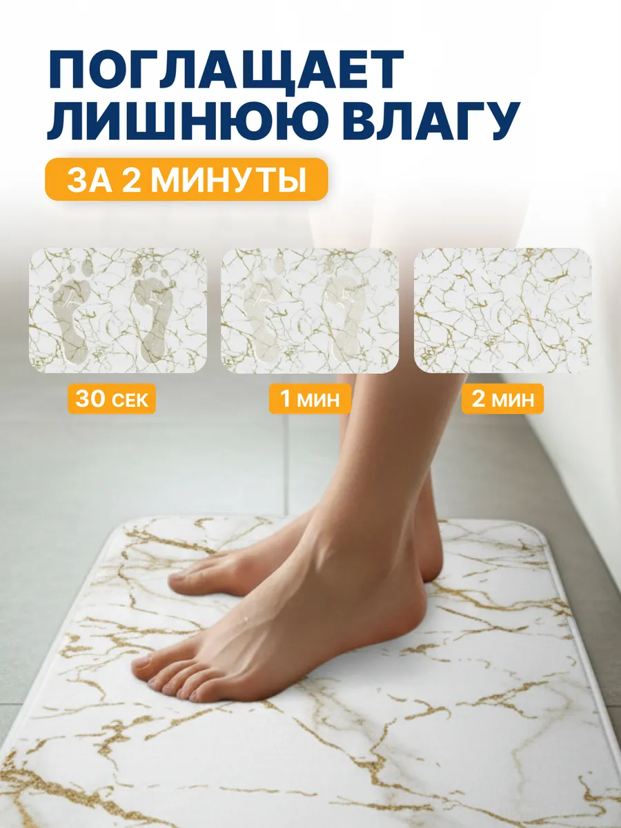 Коврики для ванной комнаты (комплект 2 шт, 50х80 и 40х50) Vagor из полиэстера белый Blabar/50 - изображение 3