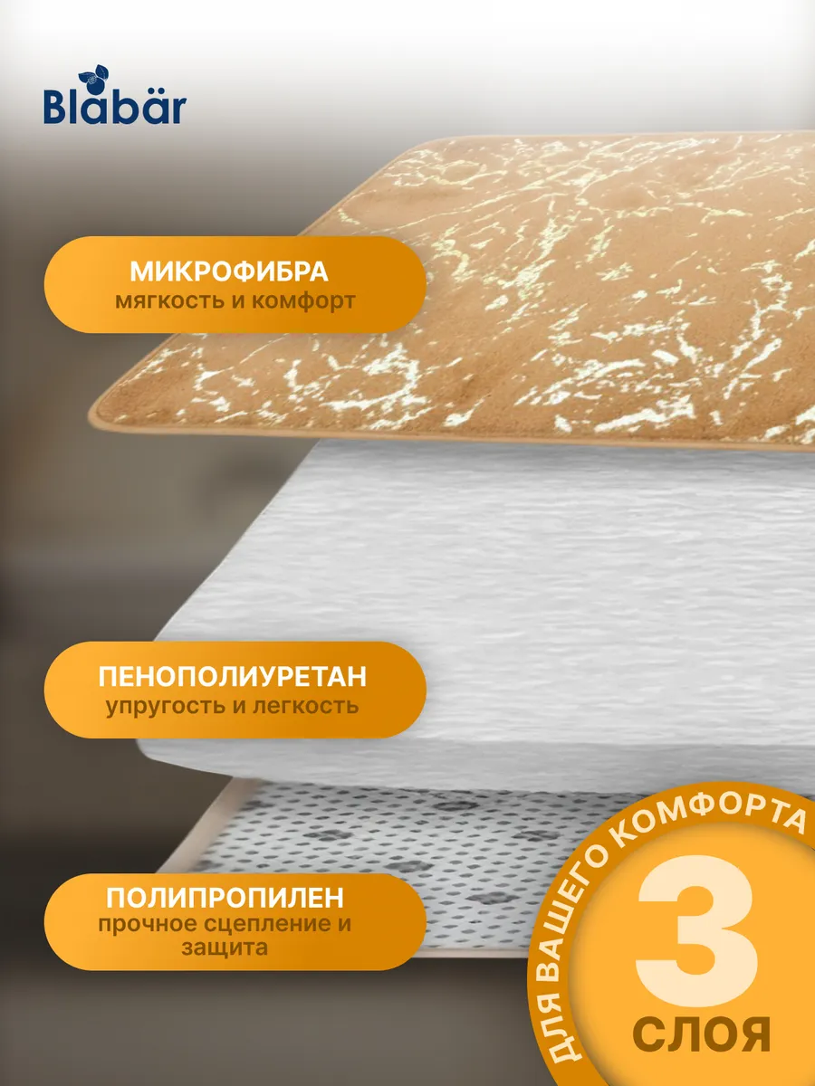 Коврики для ванной комнаты (комплект 2 шт, 50х80 и 40х50) Vagor из полиэстера бежевый Blabar/50 - изображение 3