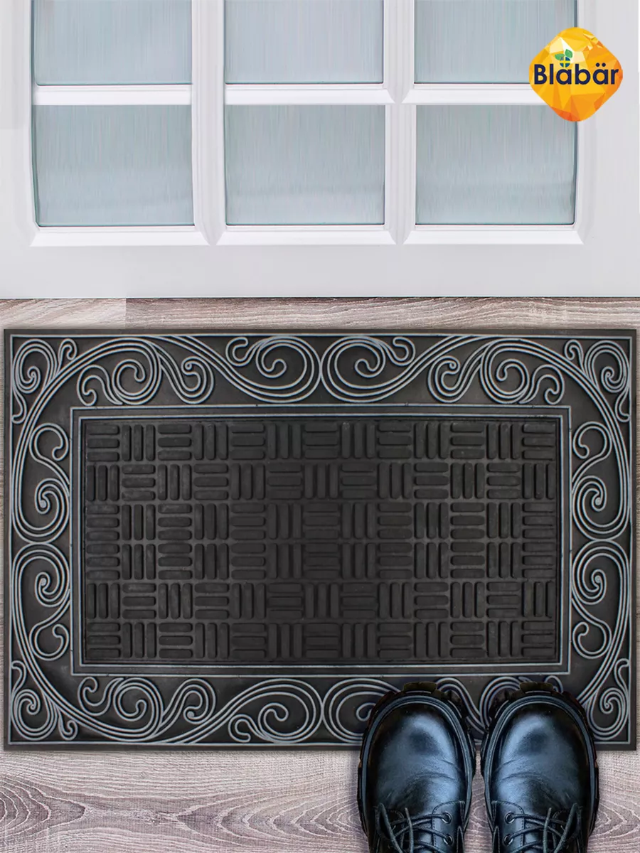 Коврик фактурный придверный 45x75см Color Premium Utsokt malning резиновый черный Blabar/10 - изображение 10