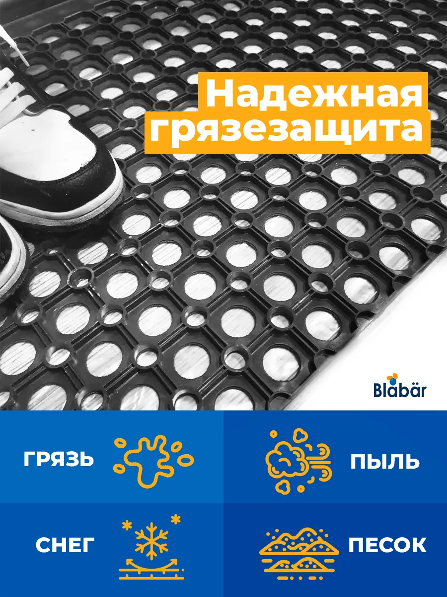 Коврик грязезащитный 100х150х1,6см Hal черный Blabar/3 - изображение 9