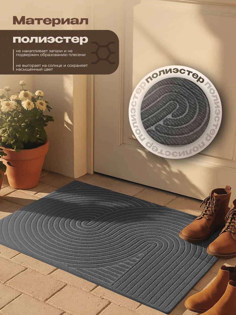 Коврик влаговпитывающий 90х120см Dzen ПП на резине серый Blabar/4 - изображение 4