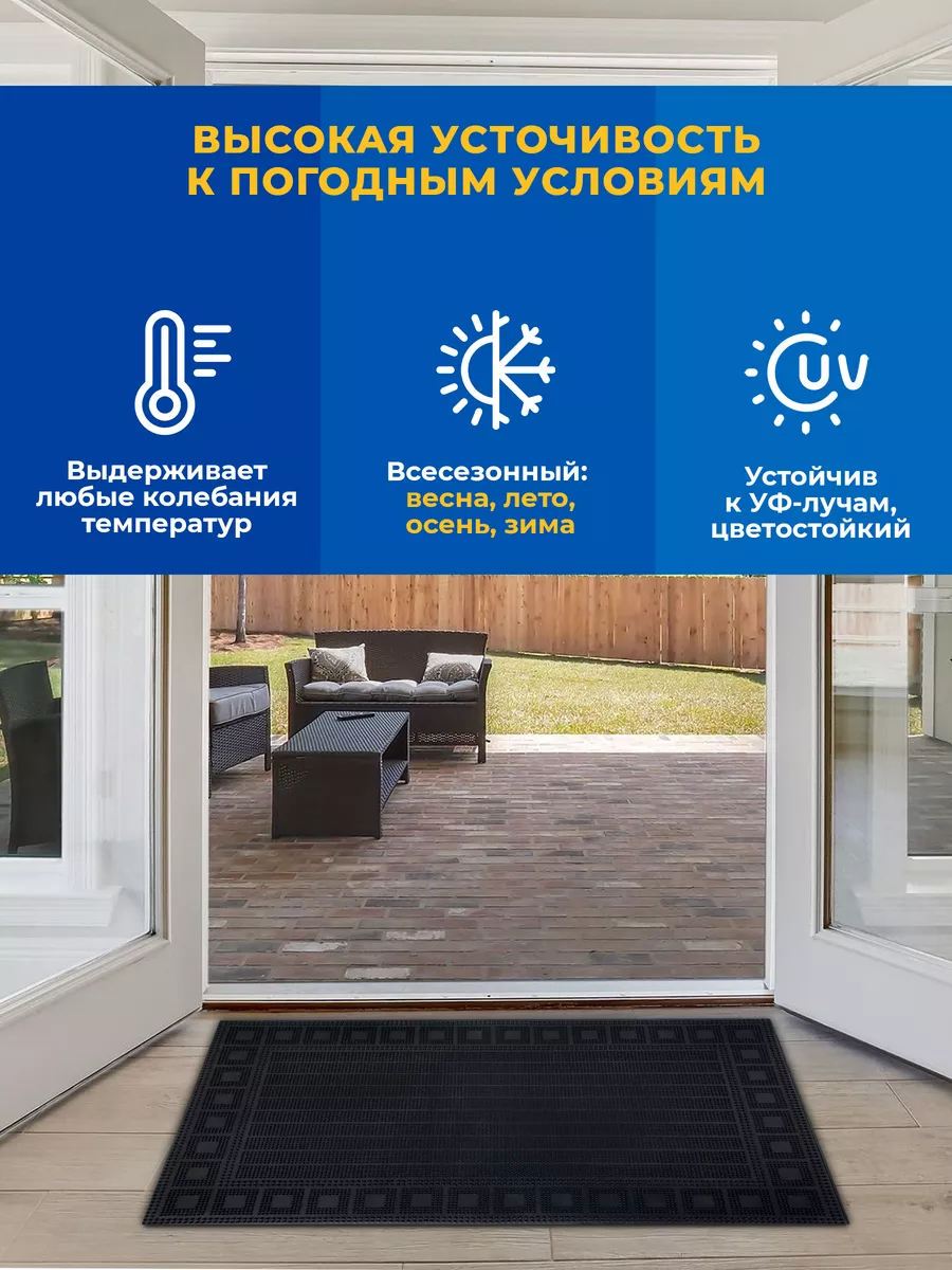 Коврик фактурный придверный 45х75см Spets резиновый черный Blabar/10 - изображение 5