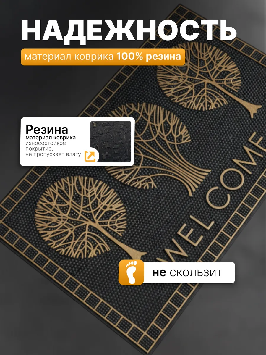 Коврик фактурный придверный 45x75см Color Premium Valkommen Skogen резиновый медный Blabar/10 - изображение 2