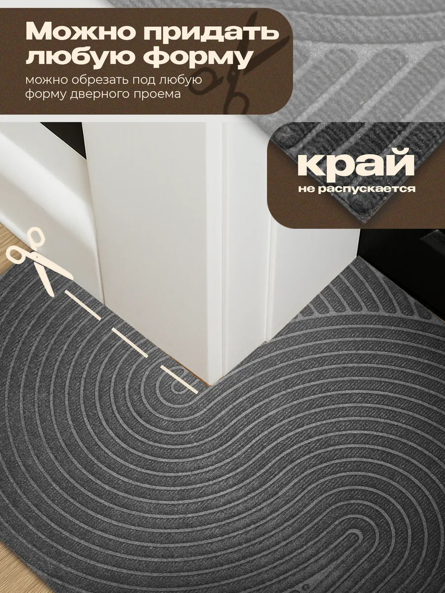 Коврик влаговпитывающий 90х120см Dzen ПП на резине серый Blabar/4 - изображение 6