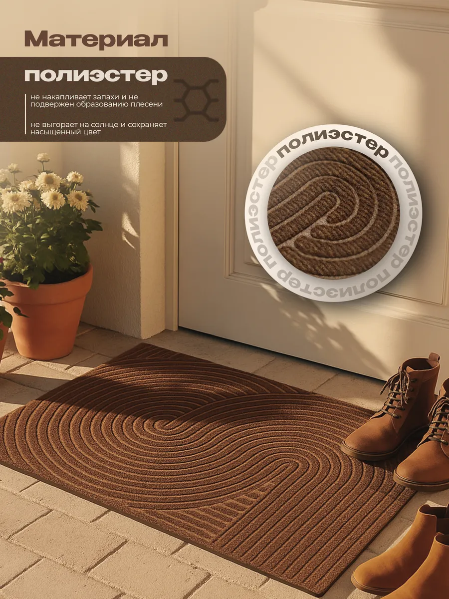 Коврик влаговпитывающий 90х120см Dzen ПП на резине коричневый Blabar/4 - изображение 4