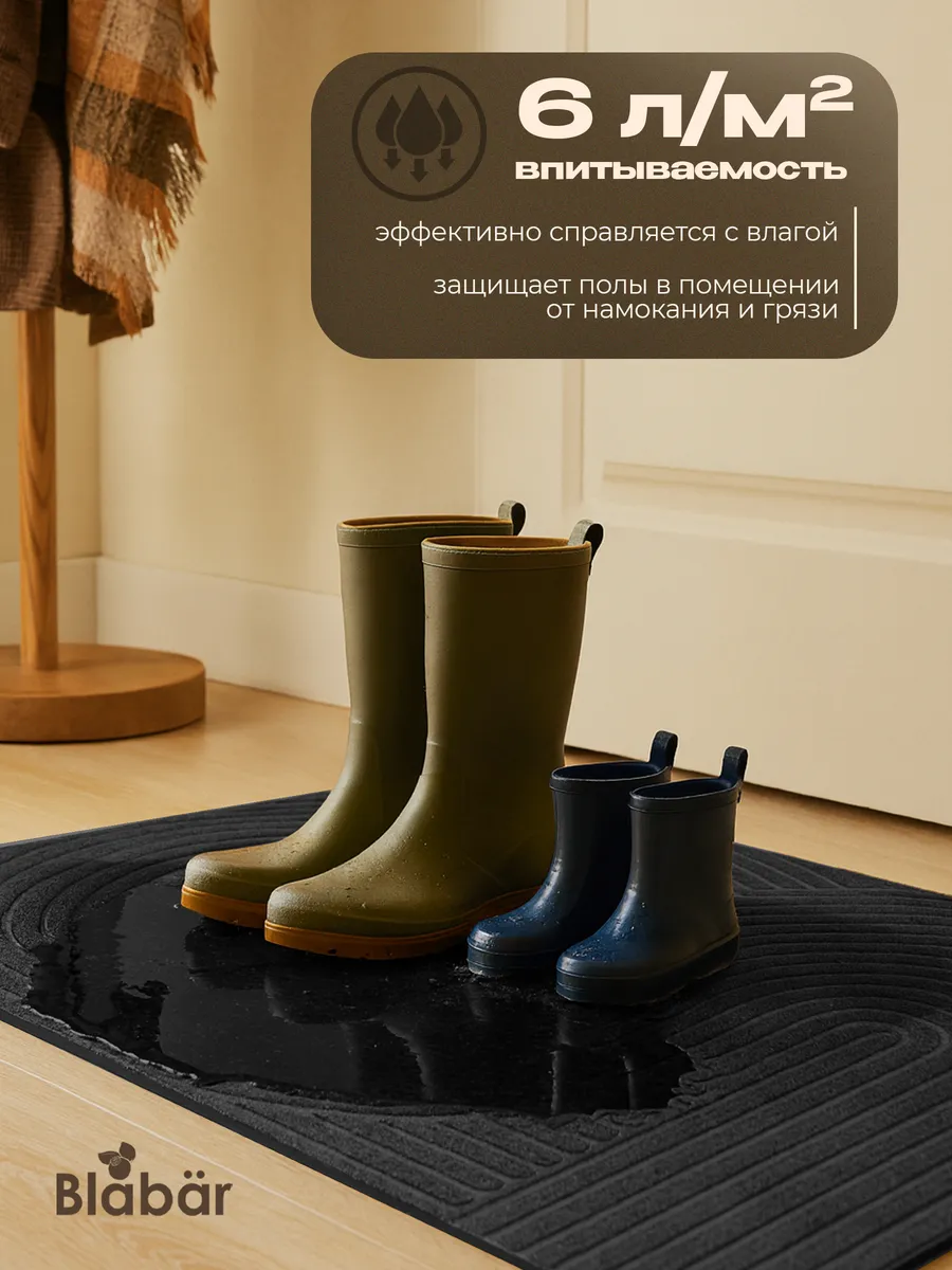 Коврик влаговпитывающий 45х75см Dzen ПП на резине чёрный Blabar/10 - изображение 5