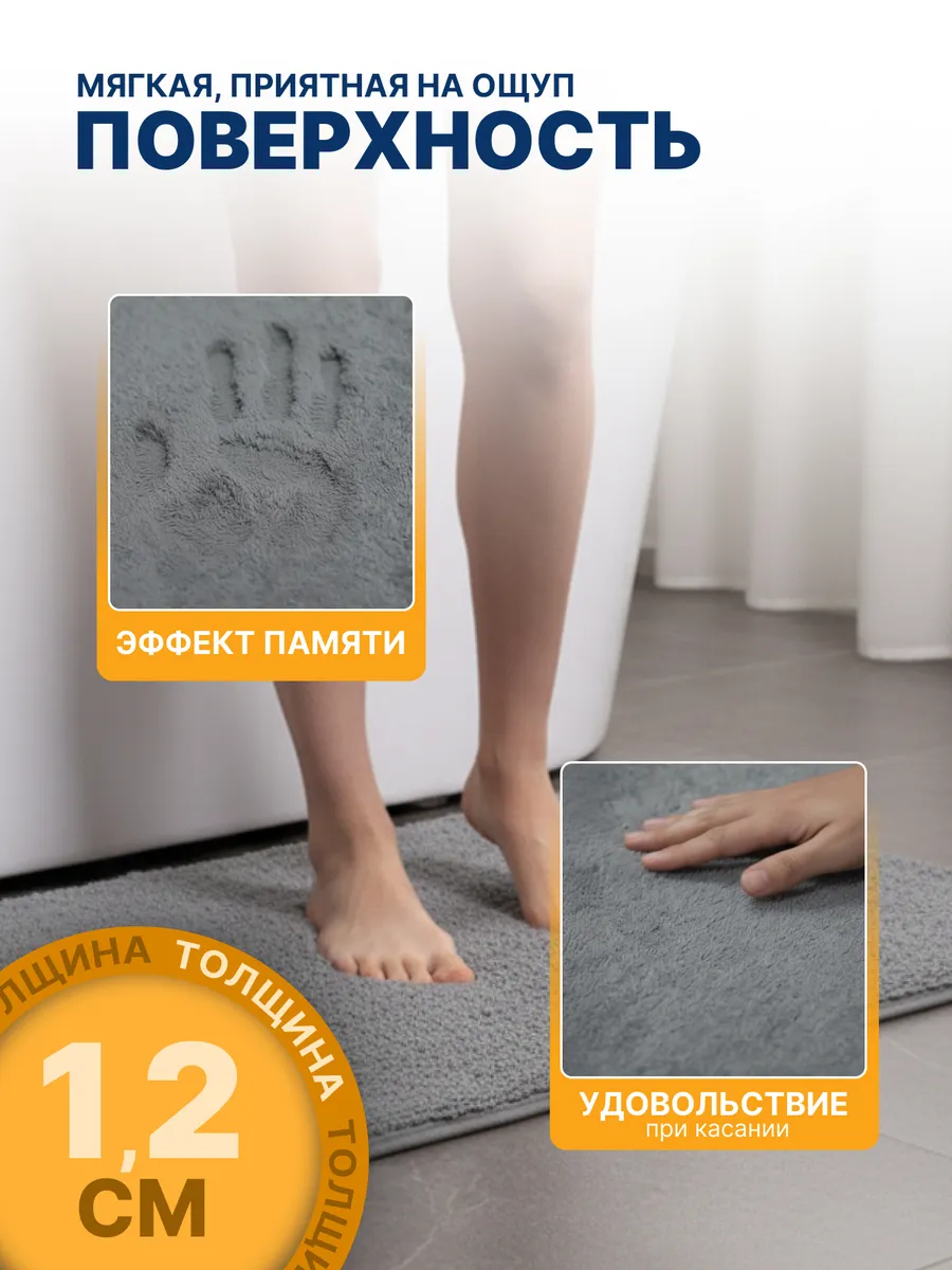 Коврики для ванной комнаты (комплект 2 шт, 50х80 и 40х60) Grafit из полипропилена серый Blabar/50 - изображение 2