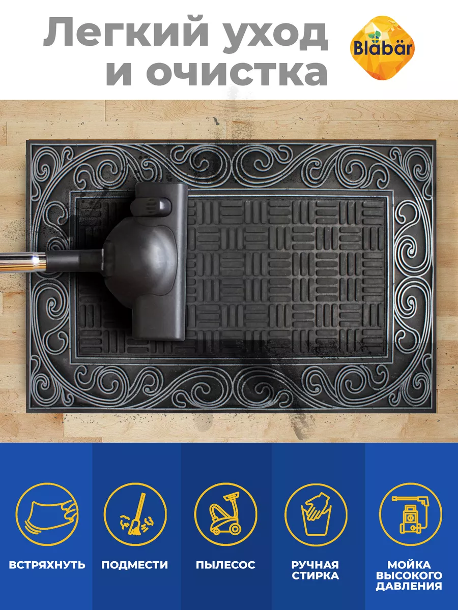 Коврик фактурный придверный 45x75см Color Premium Utsokt malning резиновый черный Blabar/10 - изображение 8