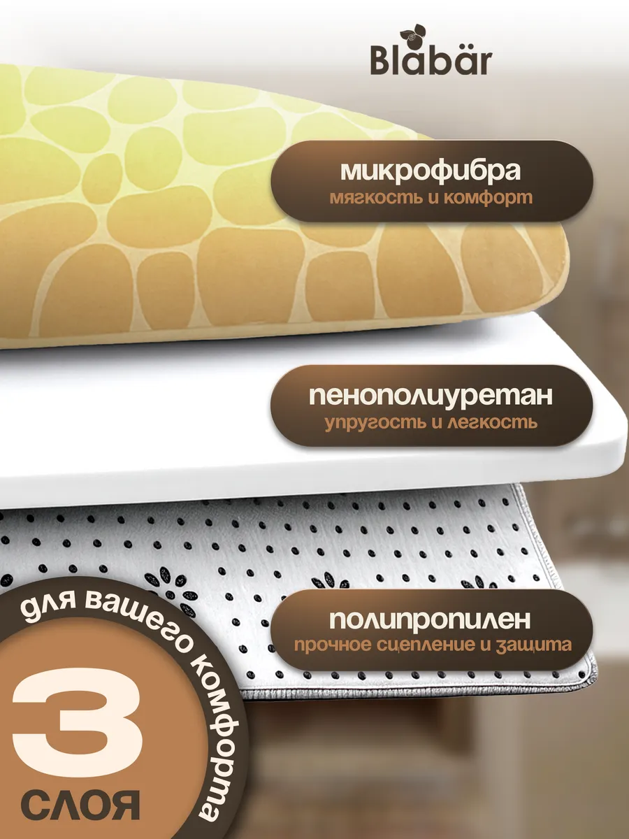 Коврики для ванной комнаты (комплект 2 шт, 50х80 и 40х50) Stenar из микрофибры бежевый Blabar/50 - изображение 3