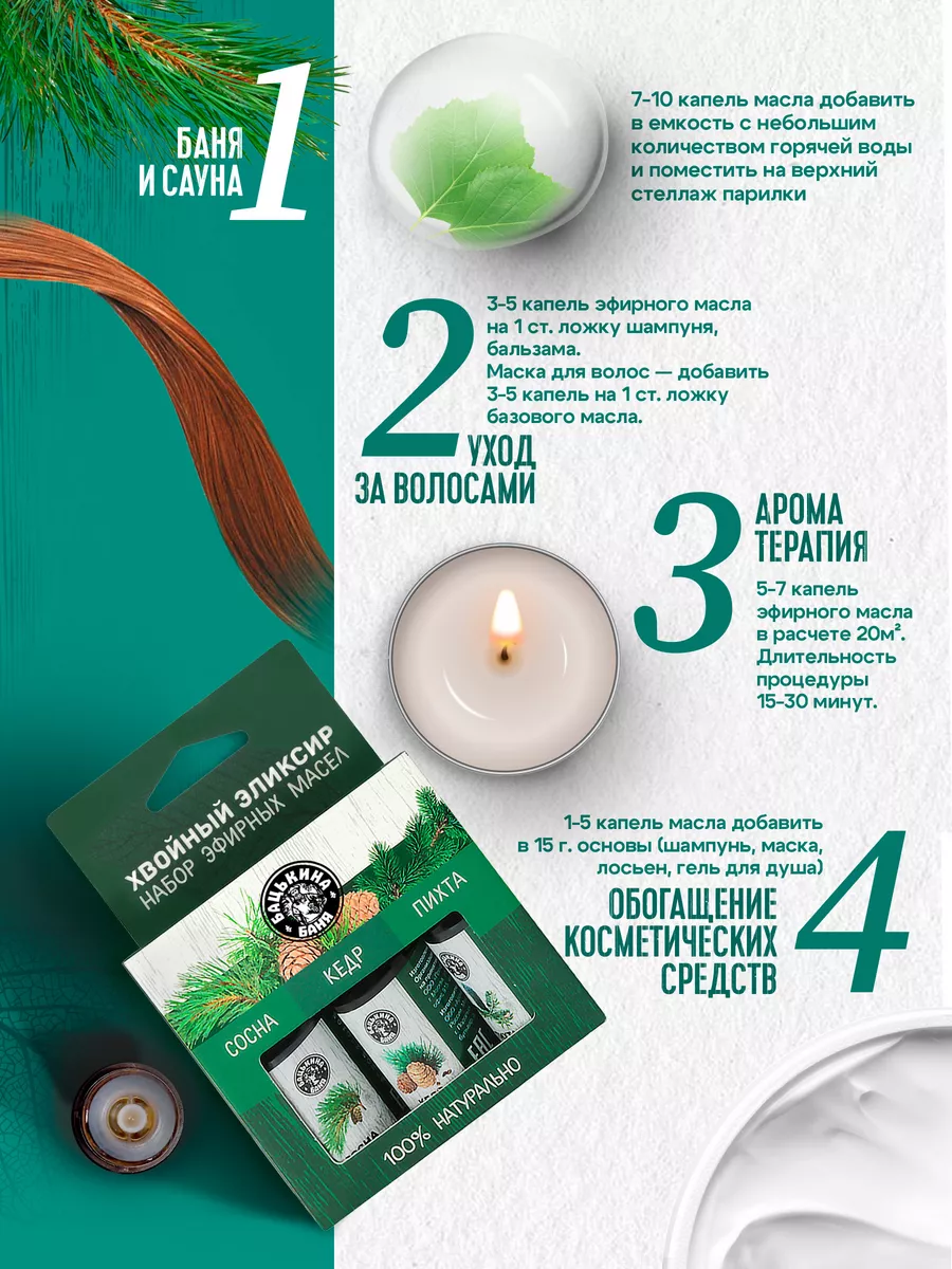 Набор эфирных масел "Хвойный эликсир"(Кедр, Пихта, Сосна) ТМ "Бацькина баня"/16 - изображение 6